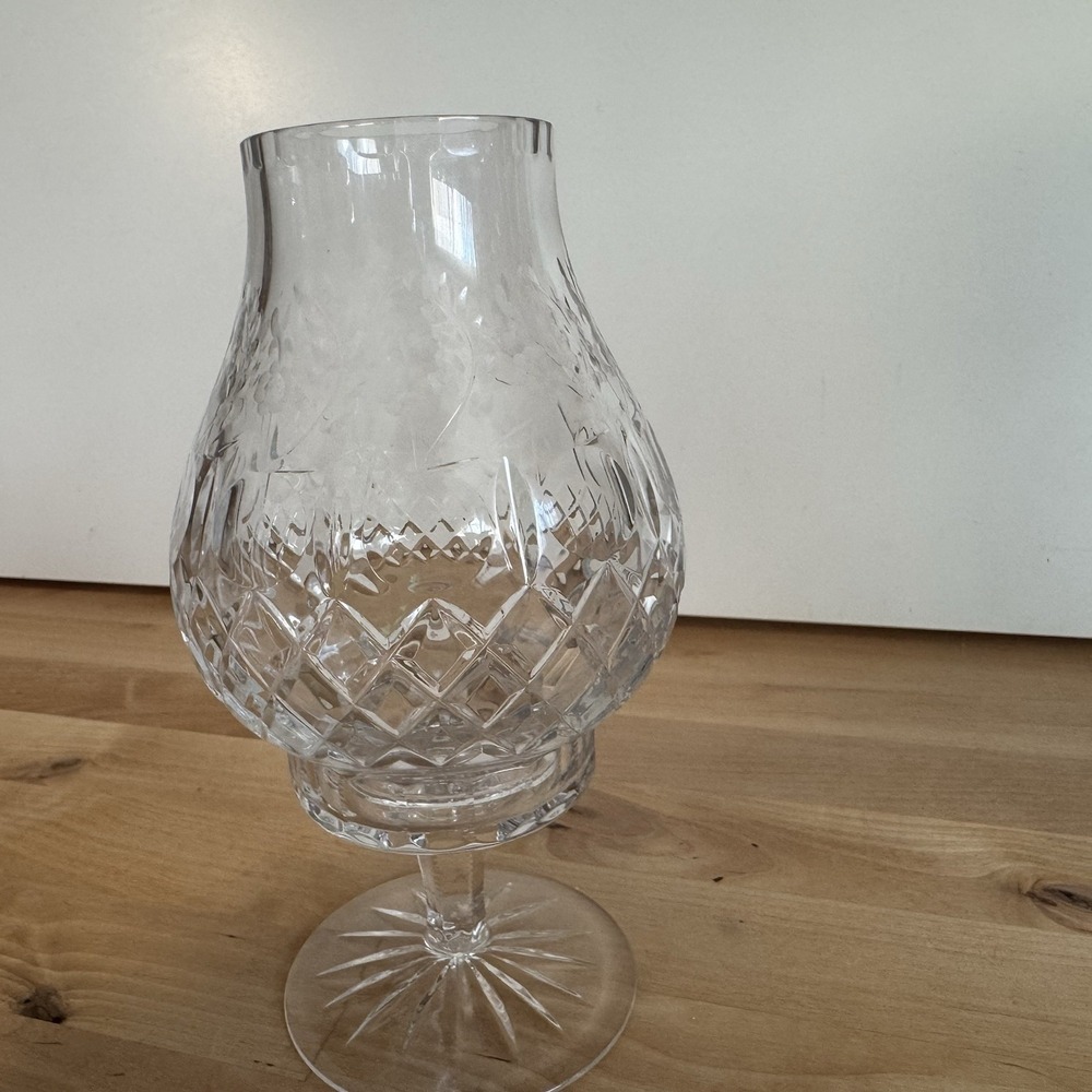 Rogaska GALLIA Cut Crystal Hurricane Candle Lamp Globe Floral Criss Cross 7.75" - Picture 8 of 10